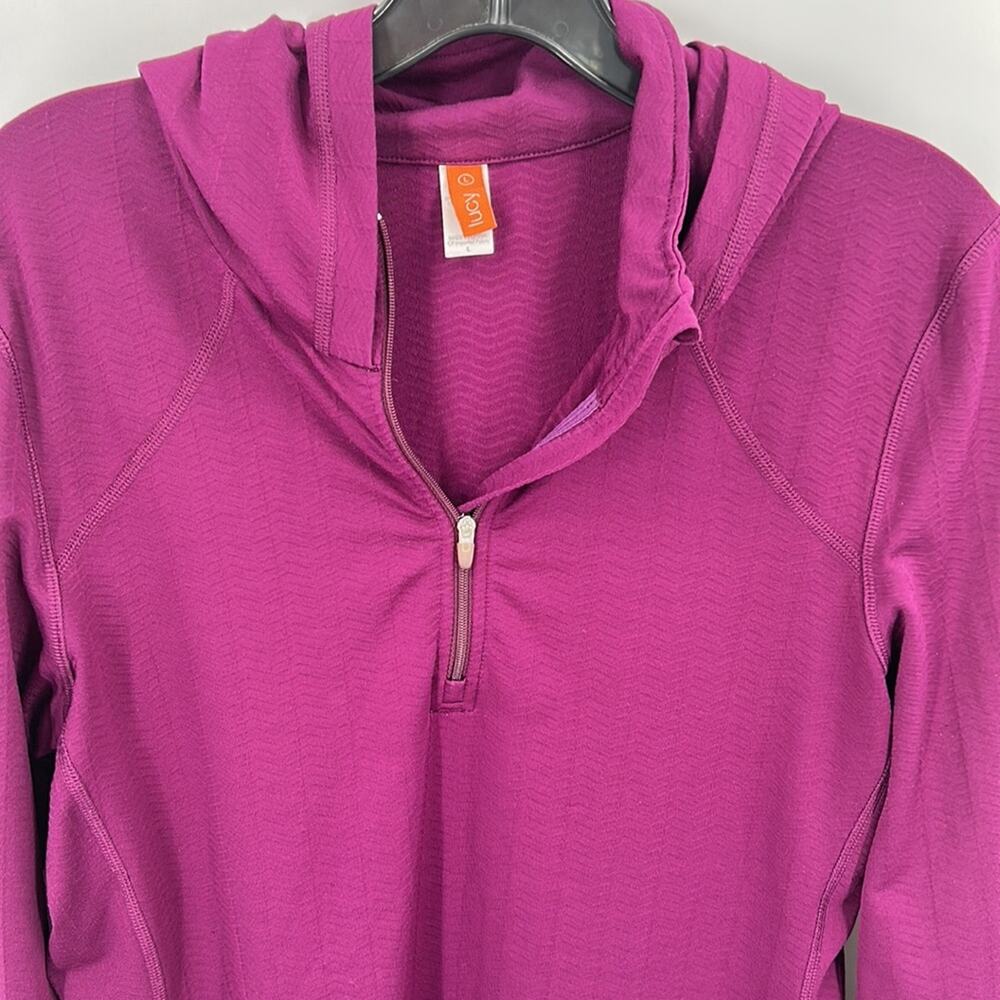 Lucy Women's Deep Purple Half Zip Activewear Hoodie Size Large